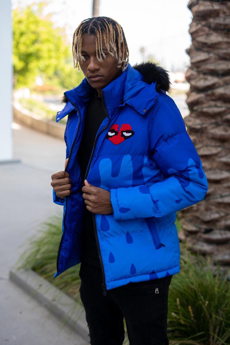 Men s REELISTIK NYC Drip Puffer Jacket in Blue Swaggerlikeme Grand General Store