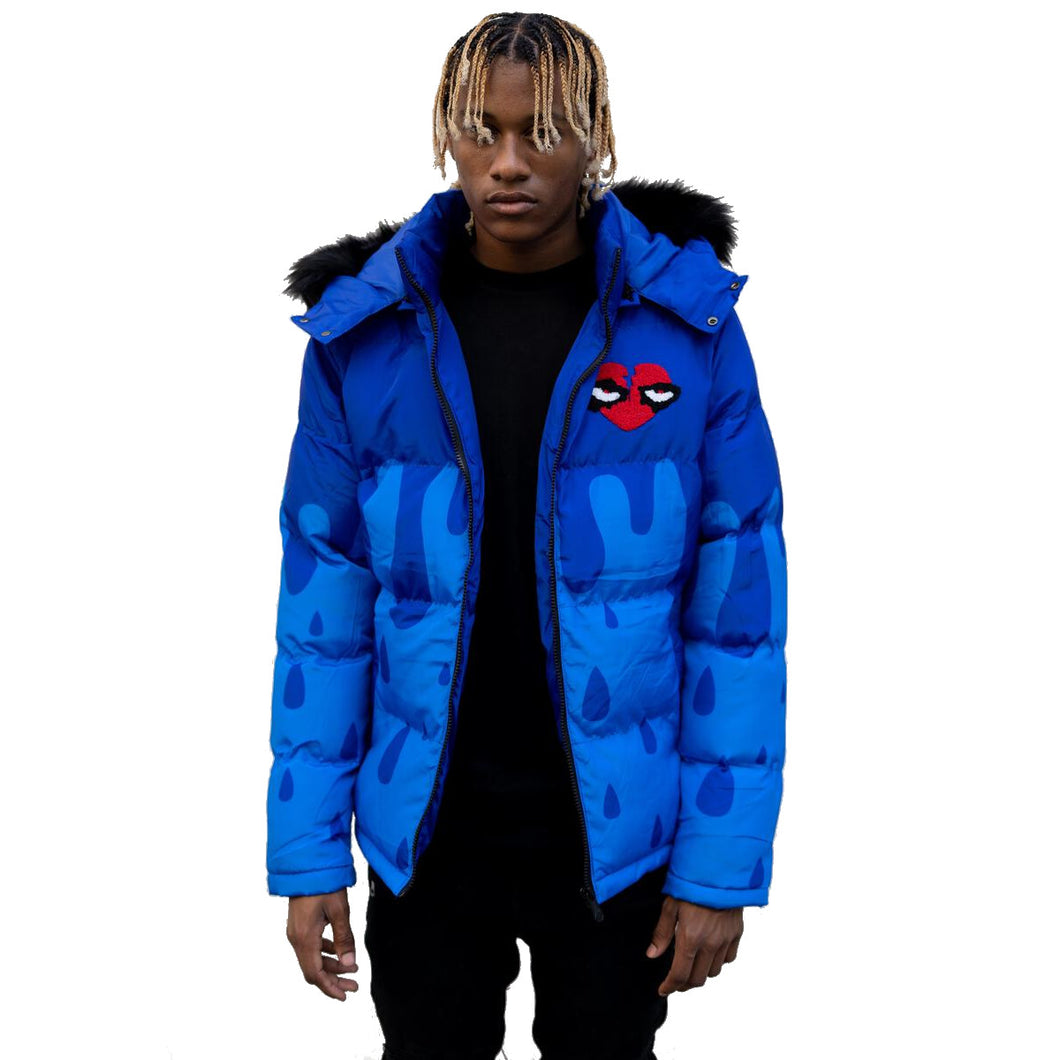 Buy Men's REELISTIK NYC Drip Puffer Jacket in Blue - Swaggerlikeme.com
