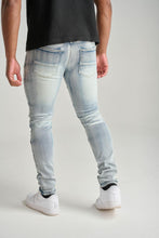 Load image into Gallery viewer, Men&#39;s Spark Denim 3D Crinkle Cut &amp; Sew Jeans in Light Sand Blast 
