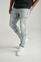 Load image into Gallery viewer, Men&#39;s Spark Denim 3D Crinkle Cut &amp; Sew Jeans in Light Sand Blast 

