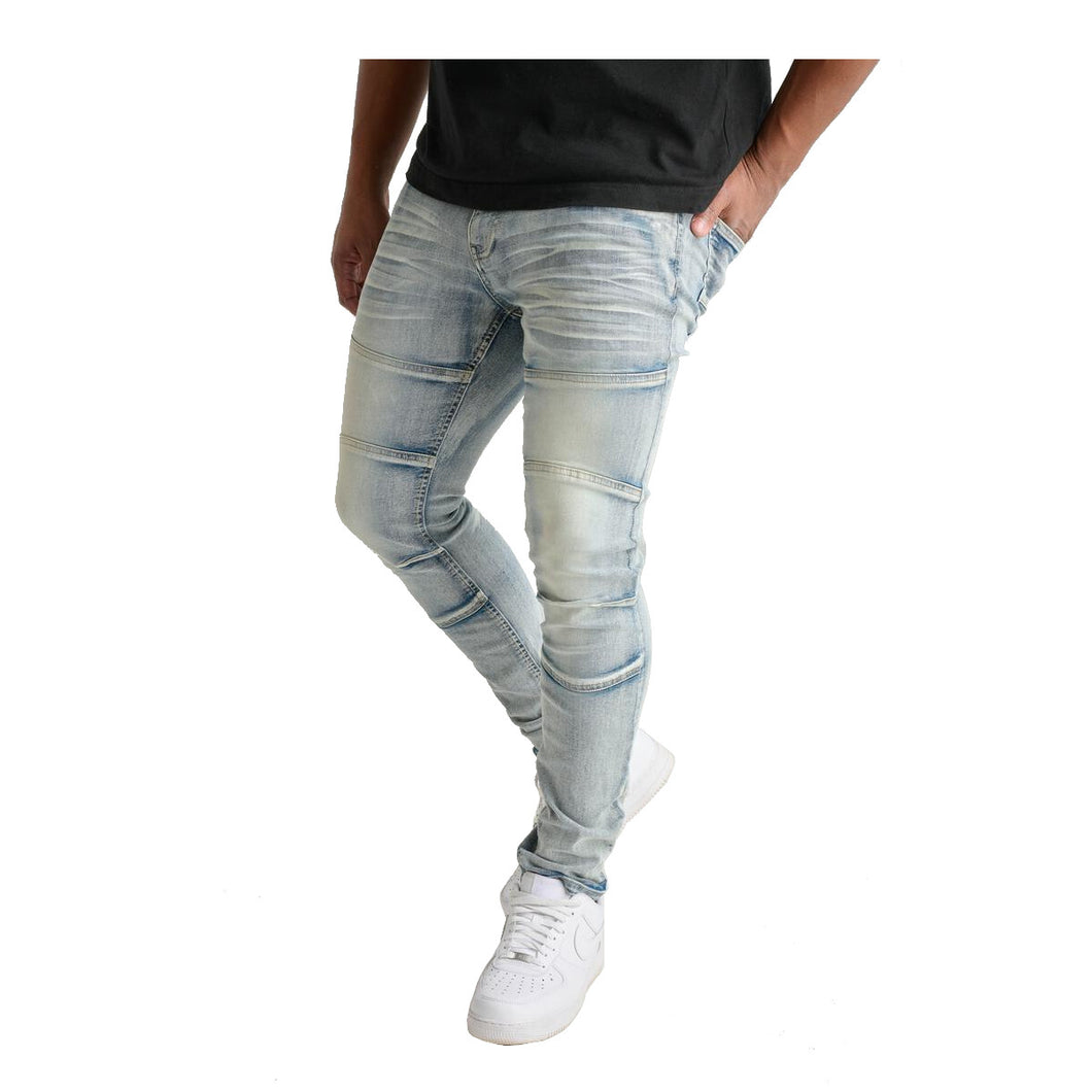 Men's Spark Denim 3D Crinkle Cut & Sew Jeans in Light Sand Blast 