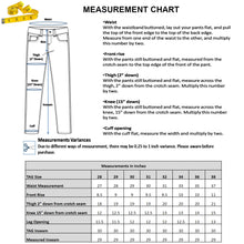Load image into Gallery viewer, Men&#39;s Solutus Premium Stretch Jeans Measurement Chart
