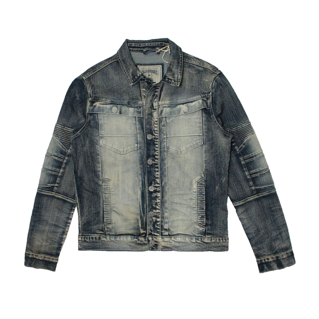 Buy Smoke Rise Mens Vintage Moto Denim Jacket - Blue Toast - Swaggerlikeme.com / Grand General Store