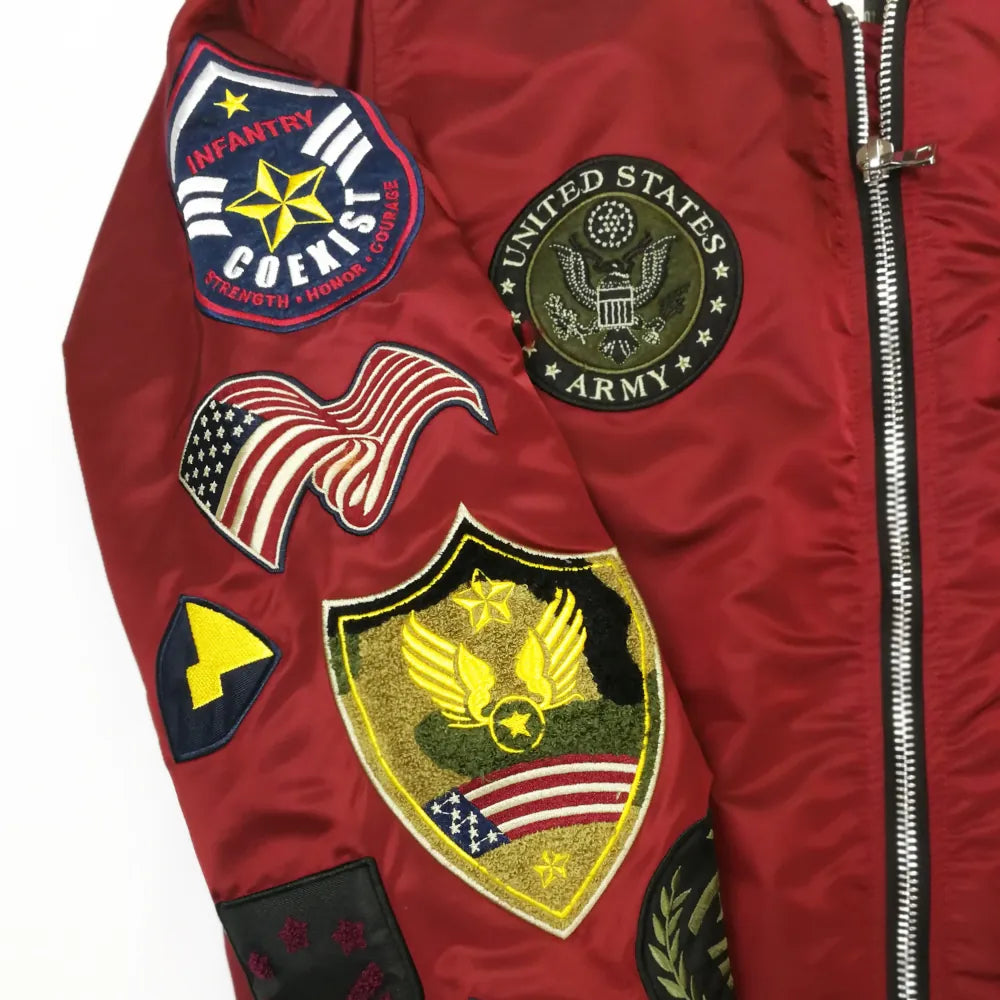 Men's Smoke Rise MA-1 Flight Bomber Jacket in Burgundy