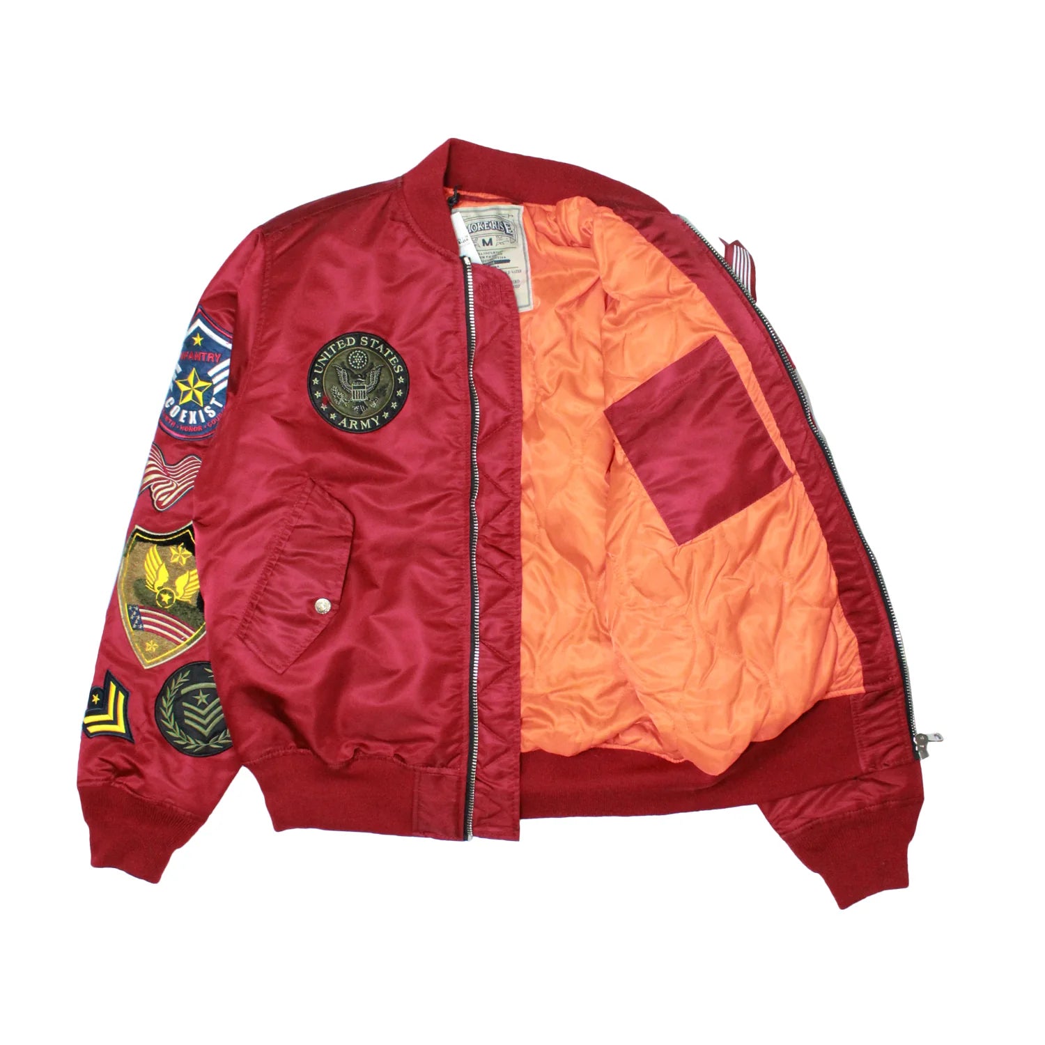Men's Smoke Rise MA-1 Flight Bomber Jacket in Burgundy Men's Smoke Rise MA-1 Flight Bomber Jacket in Burgundy