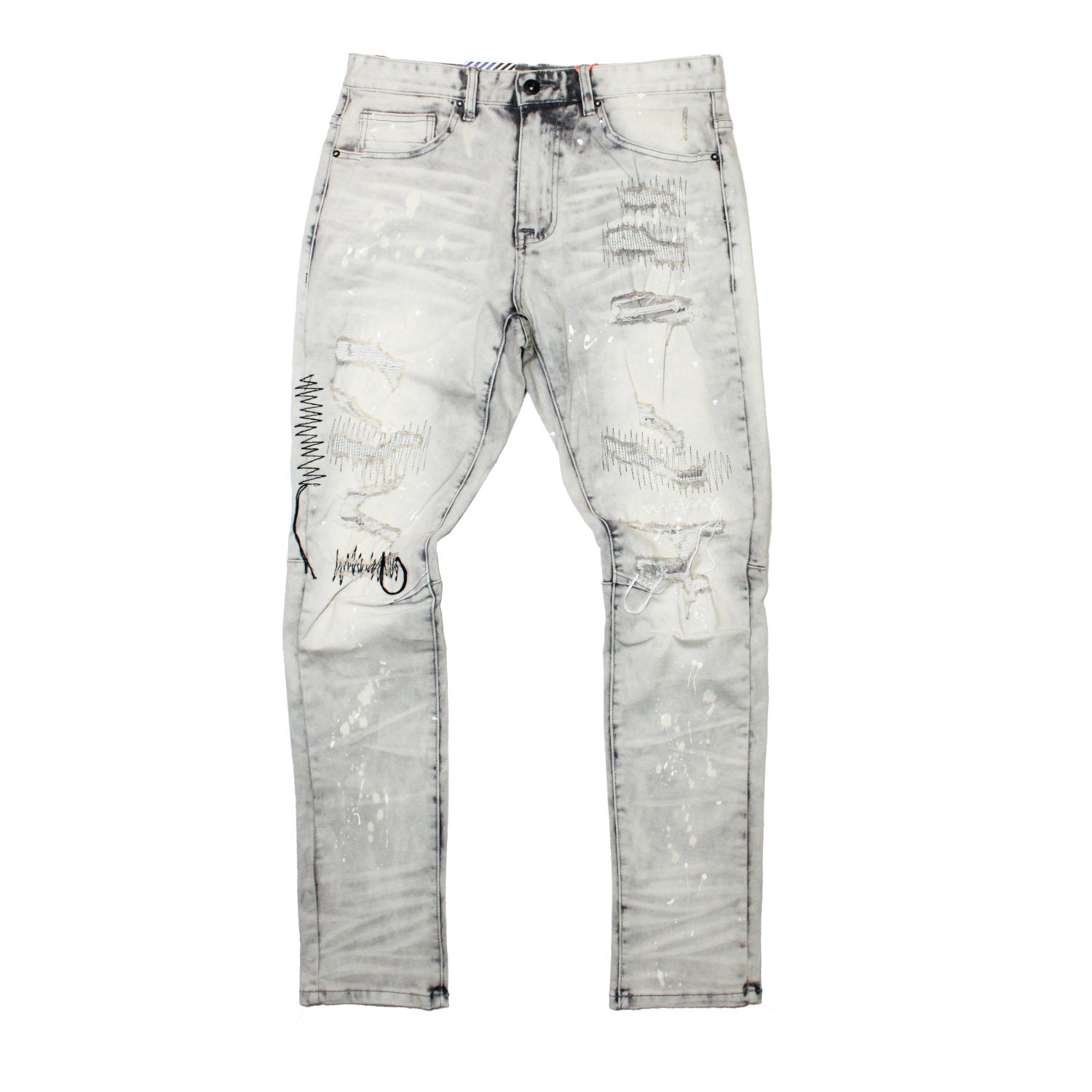 【SCENERITY】Gray Destroyed Jeans Deep destroyed jeans - SCENERITY | 60% - Asian Fashion