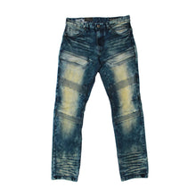 Load image into Gallery viewer, Buy Smoke Rise Oil Stain Biker Jeans - Depths Blue - Swaggerlikeme.com / Grand General Store
