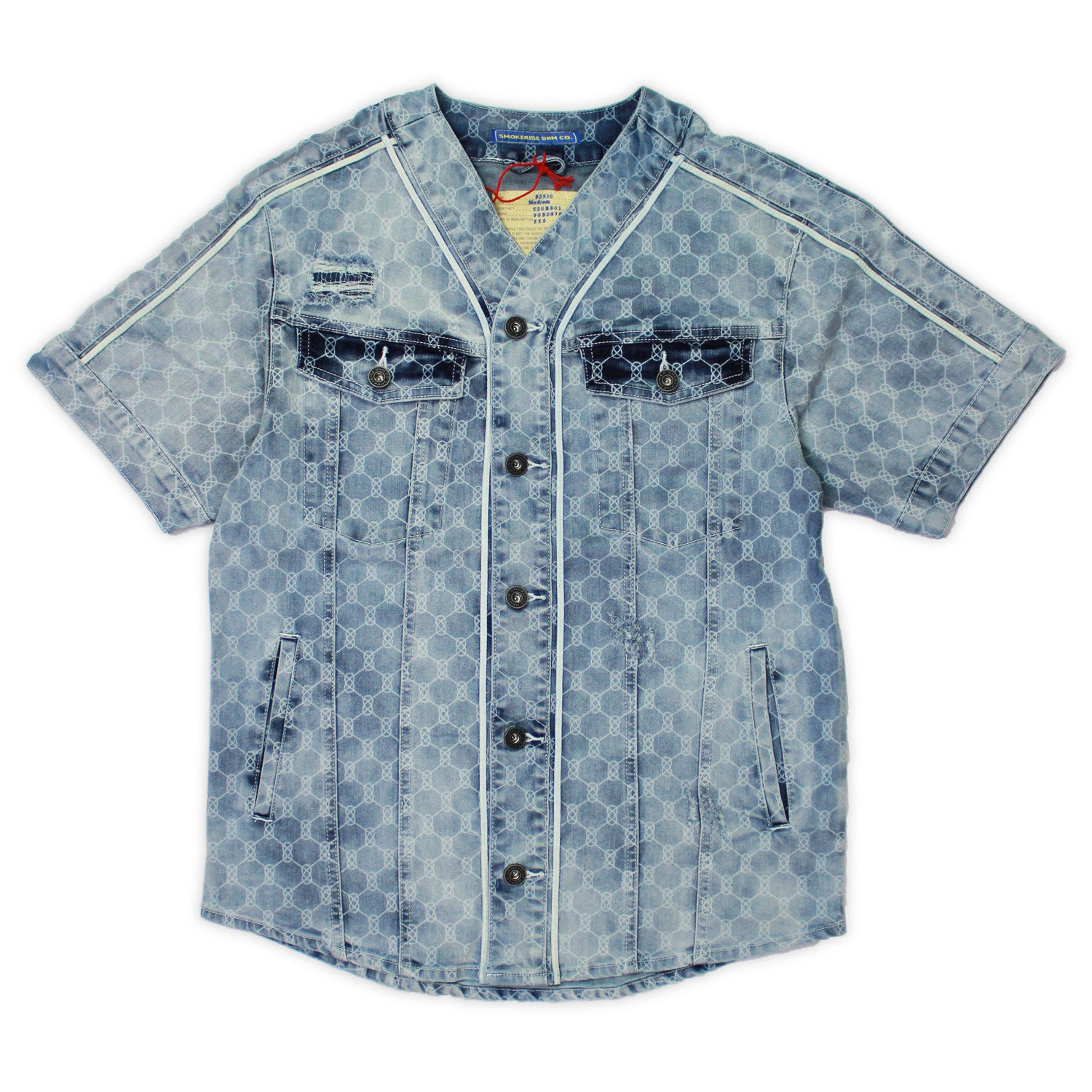 Men's Smoke Rise AOP Denim Baseball Jersey in Standard Blue