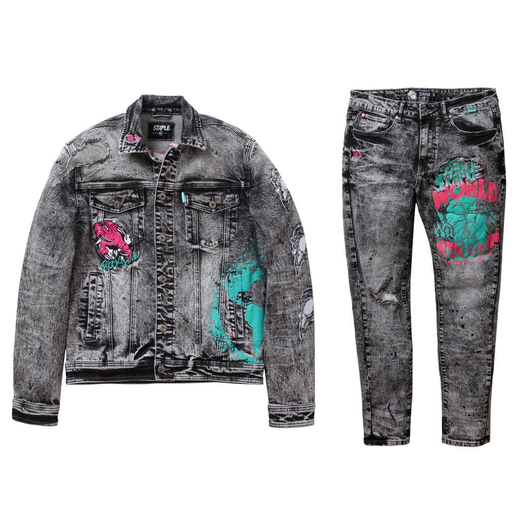 Buy Staple Rebels Denim Suit - Black Acid Wash