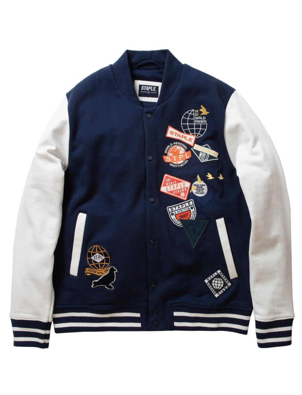 Buy Staple Midtown Fleece Baseball Jacket - Navy - Swaggerlikeme.com / Grand General Store
