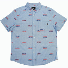 Load image into Gallery viewer, Buy HUF 1984 Chambray Short Sleeve Button Up Shirt - Blue - Swaggerlikeme.com / Grand General Store
