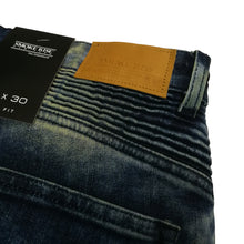 Load image into Gallery viewer, Buy Smoke Rise Oil Stain Biker Jeans - Depths Blue - Swaggerlikeme.com / Grand General Store
