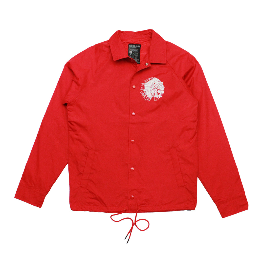 Buy Hustle Gang Chief Logo Graphic Coaches Jacket Small - Red - Swaggerlikeme.com / Grand General Store