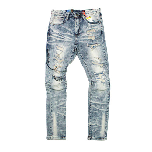 Buy Smoke Rise Rip Repair Fashion Jeans - Malibu Blue - Swaggerlikeme.com / Grand General Store