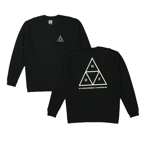 Buy HUF Essentials Triple Triangle Crew Neck Sweatshirt - Black - Swaggerlikeme.com / Grand General Store