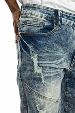 Load image into Gallery viewer, Buy PLATFORM 100 Denim Slim Strech Ripped Denim Pants - Vintage Blue - Swaggerlikeme.com / Grand General Store
