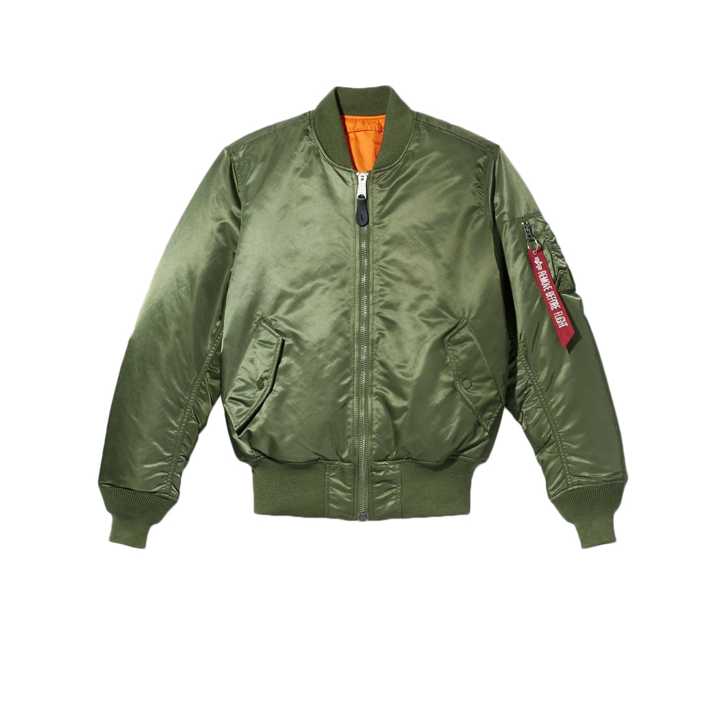 Alpha Industries Ma-1 Longline Bomber Jacket With Contrast Lining - Sage  Green