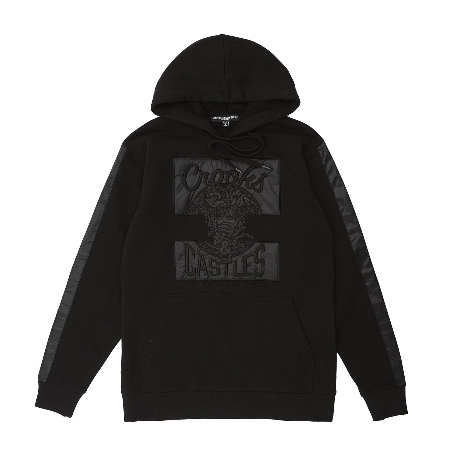 Men's Crooks Castles Klepto Cut Sew Embroidered Hoodie Black
