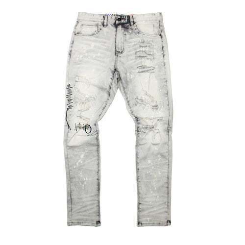 Buy Smoke Rise Rip Repair Fashion Jeans - Frost Gray - Swaggerlikeme.com / Grand General Store