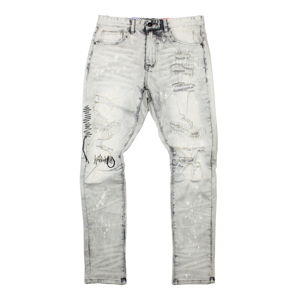 Buy Smoke Rise Rip Repair Fashion Jeans - Frost Gray - Swaggerlikeme.com / Grand General Store