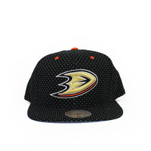 Load image into Gallery viewer, Buy Mitchell &amp; Ness Anaheim Mighty Ducks Current Logo Dotted Cotton Snapback - Black - Swaggerlikeme.com / Grand General Store
