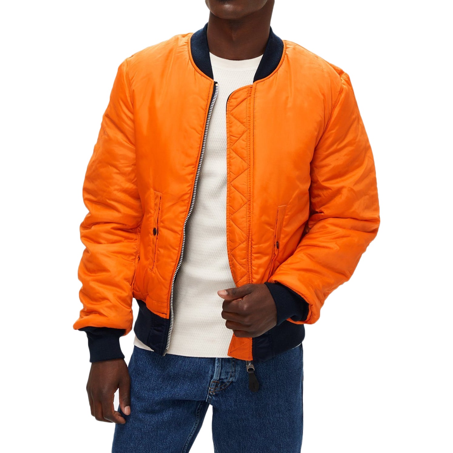 Alpha Industries MA-1 Bomber Flight Jacket Orange Reversible newest Mens SLIM FIT