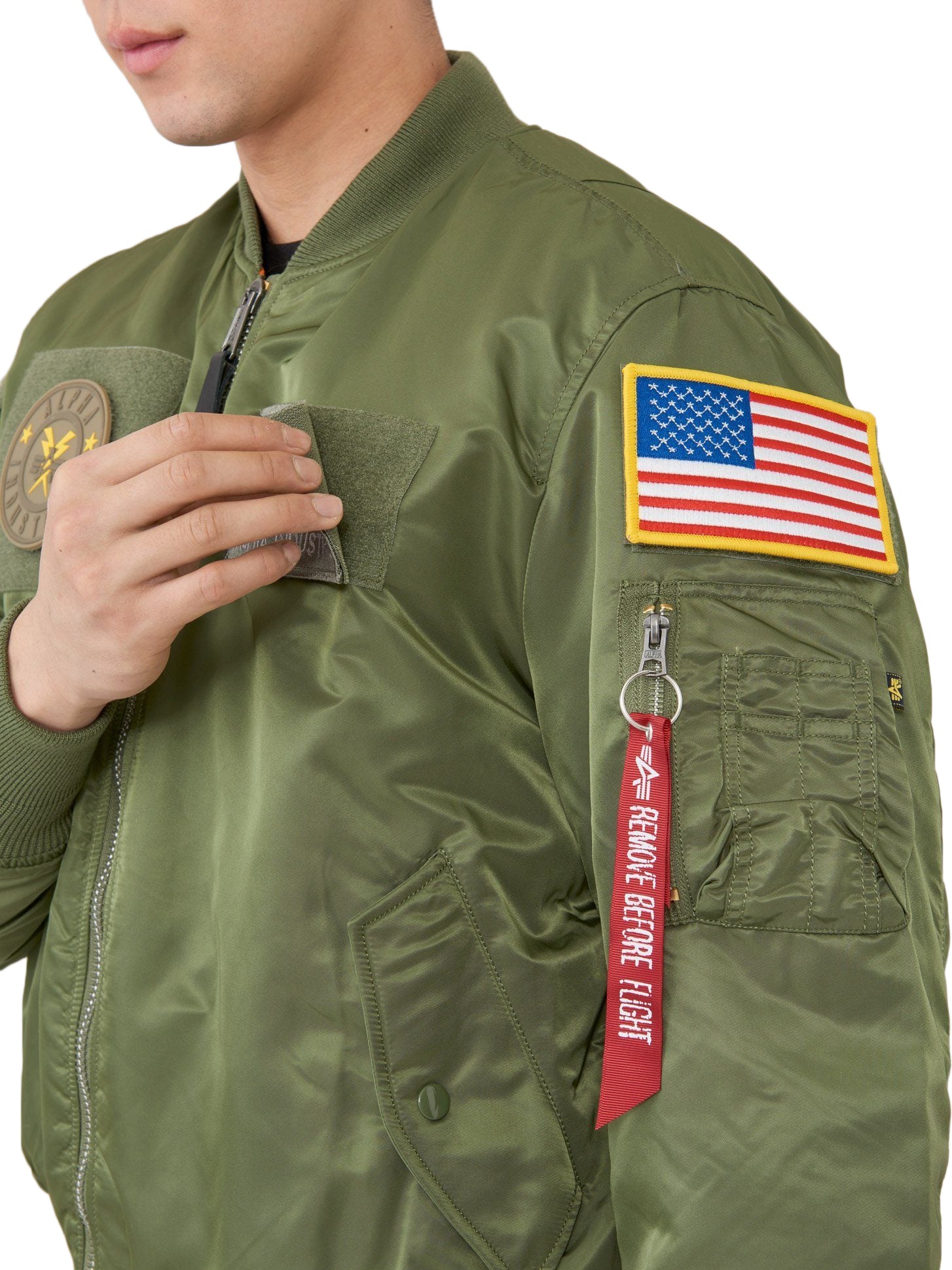 S&co. ALPHA INDUSTRIES MA-1 オリーブ M Alpha Industries Boys Sz M 8-MA-1 Bomber Jacket Patches Top